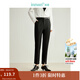 茵曼（INMAN）顯瘦鉛筆褲2024春秋女裝新款腳口開(kāi)衩九分小腳褲 午夜黑 27