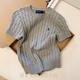 POLO SPORT美國保羅小馬標(biāo)刺繡短袖T恤女裝針織衫休閑寬松大碼時(shí)尚潮流毛衣 淺灰色 M 建議100-110斤穿