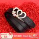鱷魚(yú)恤皮女士皮帶雙心自動(dòng)扣簡(jiǎn)約頭層牛皮腰帶生日禮物T2911黑色