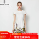名師路品牌女裝夏裝淑女商場(chǎng)同款連衣裙裝拼接通勤短袖清新花色連衣裙 3S52475白色80 L