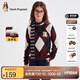 暇步士（Hush Puppies）【經(jīng)典款】童裝兒童女大童秋季新款氣質(zhì)學(xué)院風(fēng)格紋線(xiàn)衣 波爾多紅 160