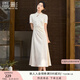 香影新中式國風(fēng)立領(lǐng)連衣裙女2025夏季新款改良旗袍風(fēng)白色提花裙子 米白 斜襟款 暗紋提花 M 160/84A/95-110斤