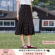 香影黑色櫻桃碎花半身裙女2025夏裝新款高腰法式赫本風(fēng)雪紡魚尾裙 黑色 M 160/84A/95-110斤