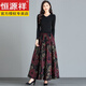 恒源祥秋冬季新款有口袋毛呢半身裙民族高腰復古碎花中年媽媽長(cháng)裙大碼裙 紅色 2XL 【建議120-135斤】