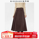 佐丹奴裙子女秋冬新款純棉燈芯絨復古a字裙大擺半身長(cháng)裙13465865 83巧克力棕 XL