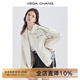 VEGA CHANG皮衣外套女機(jī)車風(fēng)2025年秋冬新款韓版寬松夾克PU皮拼色時(shí)尚外套 米杏色 L