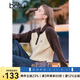 百圖betu女裝秋季新款毛針織衫曠野美拉德撞色領(lǐng)針織衫女2409T28 燕麥色 M