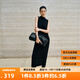 艾諾絲雅詩(shī)【商場(chǎng)同款】春秋新品長(cháng)款黑色休閑通勤無(wú)袖連衣裙女30819825 黑色 M