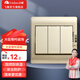 飛雕（FEIDIAO）家用開關(guān)插座面板五孔暗裝插座86型空調(diào)三孔插USB網(wǎng)線電視插A3金 三開單控