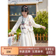 紫涵（ZIHAN）紫涵連衣裙馬甲套裝女秋季圓領(lǐng)長(cháng)袖短裙子印花馬夾兩件套 米白 M