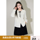 獨(dú)束大碼女裝減齡娃娃領(lǐng)小衫冬裝新款微胖mm浪漫提花蕾絲花邊上衣 米白色 M