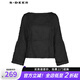 S.DEER圣迪奧女裝25年新品田園風(fēng)圓領(lǐng)印花喇叭袖上衣S252Z3225 黑色/91 S