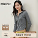 尚都比拉春秋慵懶風(fēng)連帽長(cháng)袖t恤女顯瘦百搭純色女裝上衣 灰色 XL 