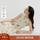 茵曼甜美植物碎花純棉連衣裙2025夏季女裝新品寬松無(wú)袖背心長(cháng)裙 杏色 XL