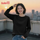 班尼路（Baleno） 白色內搭長(cháng)袖t恤女2025秋冬純棉寬松大碼休閑基礎款打底衫女上衣