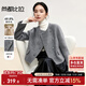 尚都比拉毛呢外套女小個(gè)子秋冬設計感小眾直筒短款雙面呢大衣 灰色 L 