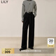 LILY冬新款女裝經(jīng)典垂感百搭職場(chǎng)通勤高腰顯瘦闊腿褲休閑褲女 510黑 M