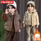 鄰家米其【加絨加厚】童裝男童套裝冬裝三件套兒童寶寶冬季3男孩4小孩衣服 XT6161（馬甲+衛衣+褲子）-卡其 110 碼/身高95-105cm（3-4歲）