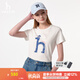 哈吉斯（HAZZYS）女裝 夏款女士大狗圖案圓領(lǐng)T恤衫女ASTSE0BBE52 米黃色OW XL (170/92A 42)