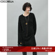 COCOBELLA細(xì)閃銀蔥雪尼爾針織連衣裙秋冬寬松休閑粗針毛衣裙FR138 黑色 L