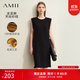 AMII女裝2025夏季新款無(wú)袖桂花針?lè )氠樋椚惯B衣裙小黑裙背 黑色 S 155/80A