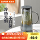 蘇泊爾（SUPOR）玻璃壺耐熱涼水壺耐高溫大容量冷水壺家用辦公室泡茶壺涼白開(kāi)水壺 煙灰色單壺 1.4L
