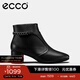 愛步（ECCO）【明星同款】靴子女 冬季保暖切爾西女靴粗跟皮靴 型塑290933 HL 黑色29093301001 37