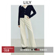 LILY2025秋新款復古極簡(jiǎn)風(fēng)直筒彈力氣質(zhì)通勤米白色牛仔褲闊腿褲女 604米白 M
