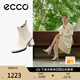 愛步（ECCO）靴子女 百搭圓頭高跟切爾西女靴牛皮靴 雕塑222683 石灰色22268301378 37