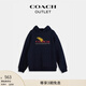 蔻馳（COACH）奧萊女士棉質(zhì)拼貼畫圖案連帽衛(wèi)衣 海軍藍色 S