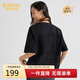 卡賓創(chuàng  )意logo火焰T恤25夏季卷邊貼布繡  煤黑色01  L /175/50 