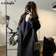她芙（tafu）品牌女裝雙面羊絨大衣女2025冬季新款韓版氣質(zhì)中長(cháng)款羊毛呢外套 黑灰色 M 171-175cm 136-150斤寬松版