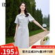 歐莎（OSA）法式赫本風(fēng)茶歇連衣裙女夏季新款高級感氣質(zhì)修身顯瘦長(cháng)裙 藍色 M