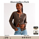 ABERCROMBIE & FITCH女裝24秋冬款復古老錢風粗麻花針織開衫毛衣外套KI150-4459 棕褐色 XXS (160/80A)