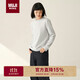 無印良品（MUJI）女式 雙羅紋編織 圓領(lǐng)長袖T恤 淺灰色 L