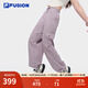 FILA FUSION斐樂(lè )潮牌梭織長(cháng)褲女2025夏季新款時(shí)尚休閑寬松運動(dòng)褲 砂灰紫-PU S 160/62A/S