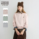 Teenie Weenie小熊女裝衛衣秋冬季領(lǐng)口假兩件拼接圓領(lǐng)套頭內搭上衣 粉色 L