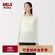無(wú)印良品（MUJI） 女式 輕薄 圓領(lǐng)長(cháng)袖T恤 女士女款 25年秋季女裝打底 FCD37A5A 米白色 S （155/80A）