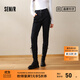 森馬（Semir）森柔牛仔|牛仔褲女修身加絨長(cháng)褲2024新款冬季保暖小腳褲顯瘦 牛仔水洗黑98201 28