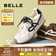 百麗（Belle）流心糖復古撞色阿甘鞋女2025秋新商場(chǎng)款運動(dòng)風(fēng)休閑鞋E7H1DCM5 米色 3.5CM增高 36