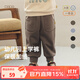 papa爬爬秋冬兒童寶寶純色收口衛(wèi)褲男女童寬松休閑可愛(ài)外出運(yùn)動(dòng)褲 淺棕色 90 cm