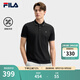 FILA 斐樂官方男子針織短袖領航POLO衫2025夏季新款時尚休閑涼感上衣 正黑色-BK XL 180/100A/XL