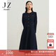 玖姿·安娜蔻法式小香風圓領(lǐng)修身挺括質(zhì)感連衣裙女冬款 丈青 XL