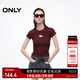 ONLY2025夏季新款胸前鏤空字母設計短袖圓領(lǐng)正肩T恤女|125201038 E17茶色葡萄酒 M