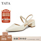 他她（TATA）涼鞋女鞋2025秋季新款法式氣質(zhì)包頭粗跟后空涼鞋女7GY03BH5 白色 35