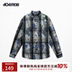 404MOBGANG[梓渝同款]美式扎染花卉刺繡長(cháng)袖襯衫男磨毛加厚潮流情侶外套女 藍色 M