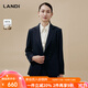 藍地（LANDI）斜門(mén)襟設計感修身西服外套女西裝通勤秋冬新品 藏藍色 XL