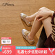 73Hours女鞋快樂因子2025新品純色系帶圓頭休閑德訓(xùn)鞋