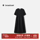 播圓領(lǐng)棉麻短袖連衣裙女25夏季新款黑色收腰顯瘦長(cháng)裙DDS2LD5023 K40玄黑 L