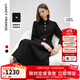 朗姿復古赫本風(fēng)收腰修身氣質(zhì)長(cháng)袖a字裙2025秋季新款高級感連衣裙 黑色 L